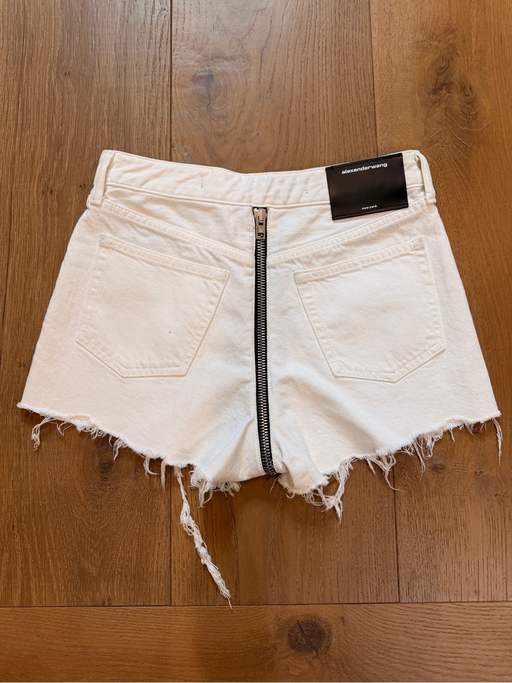 Alexander Wang White Jean Shorts with Zip Back